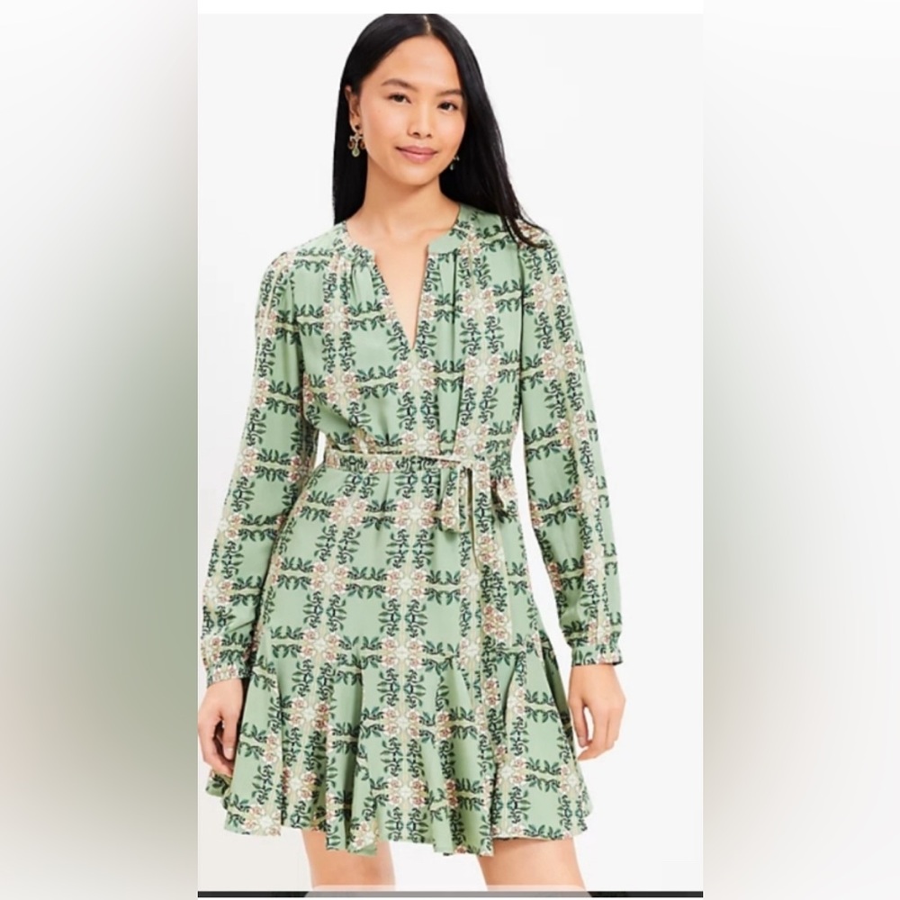 Loft Tiled Vine Godet Dress